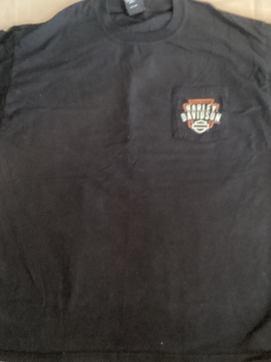 Harley-Davidson Other - Harley-Davidson Black Pocket Tee with Orange & White Logo